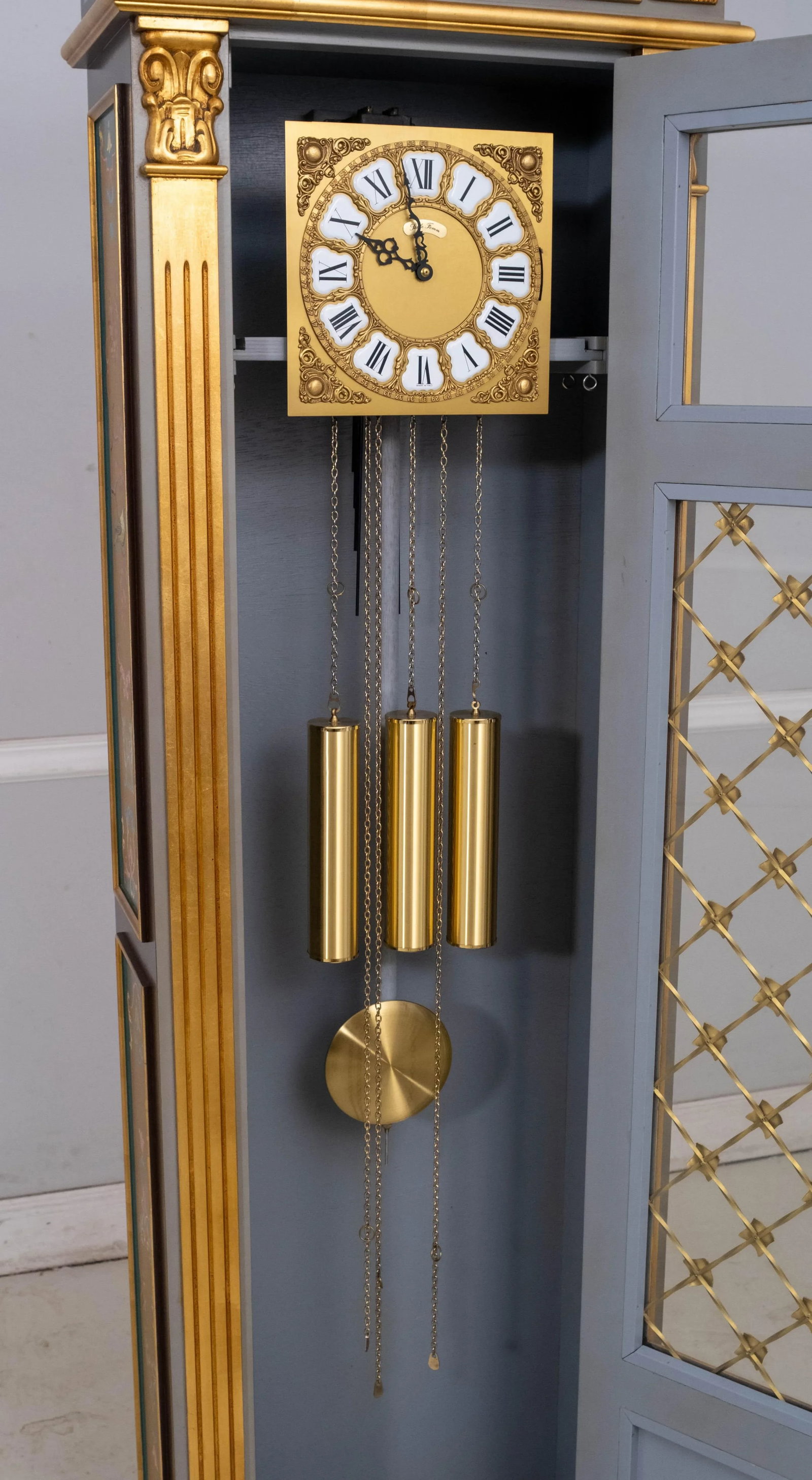 Italian Polychrome Paint Decorated Grandfather Clock - 4