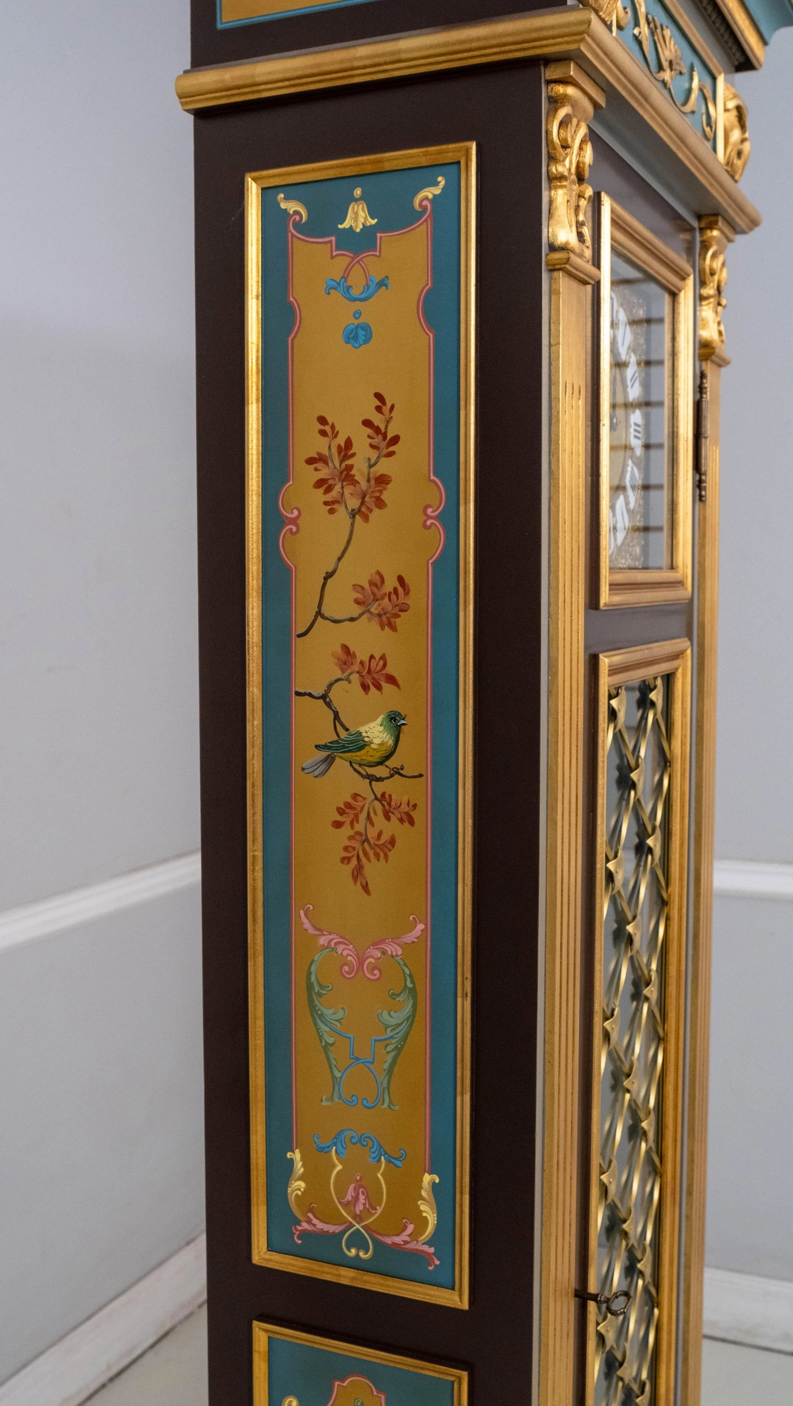 Italian Polychrome Paint Decorated Grandfather Clock - 6