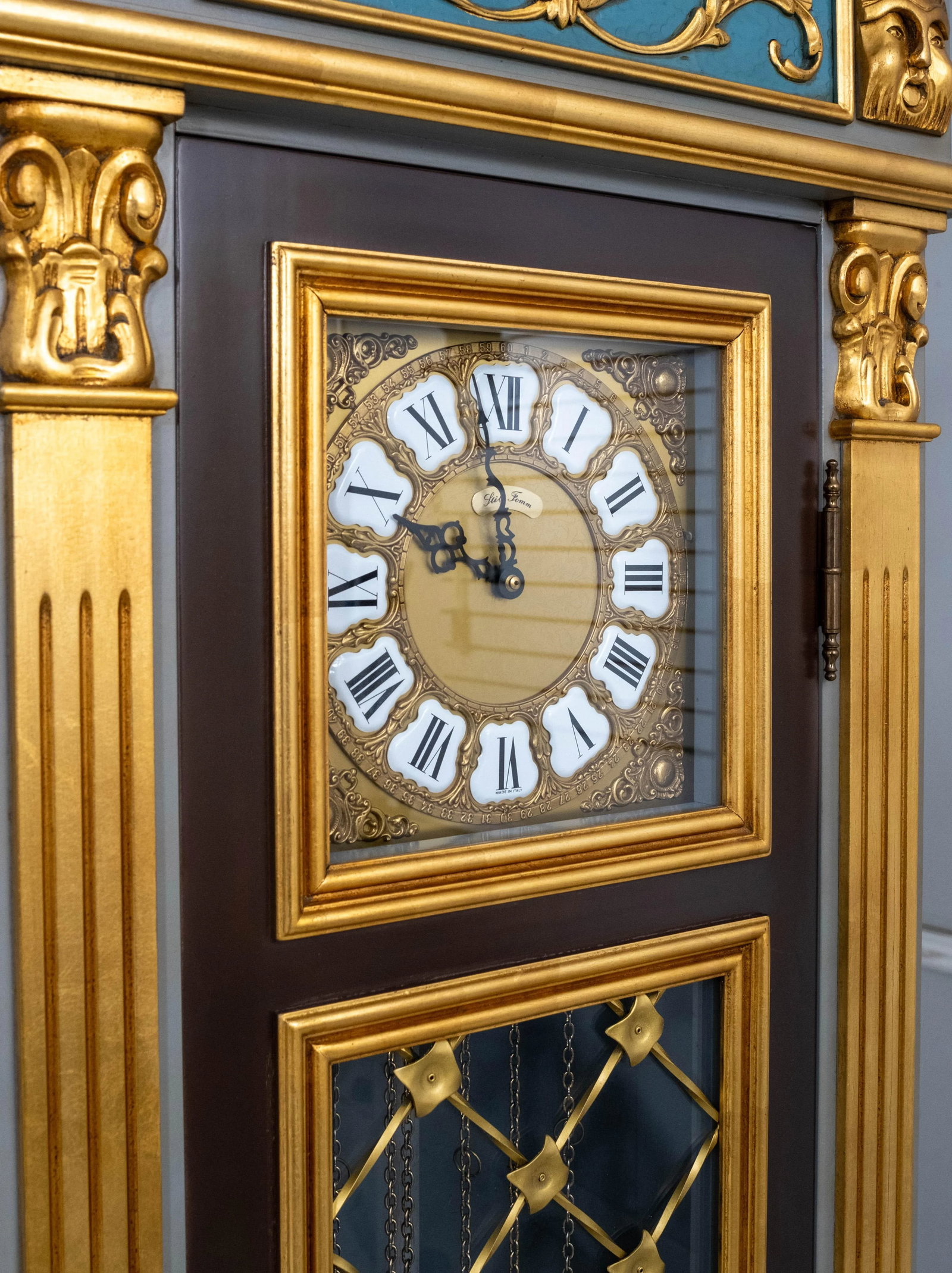 Italian Polychrome Paint Decorated Grandfather Clock - 7
