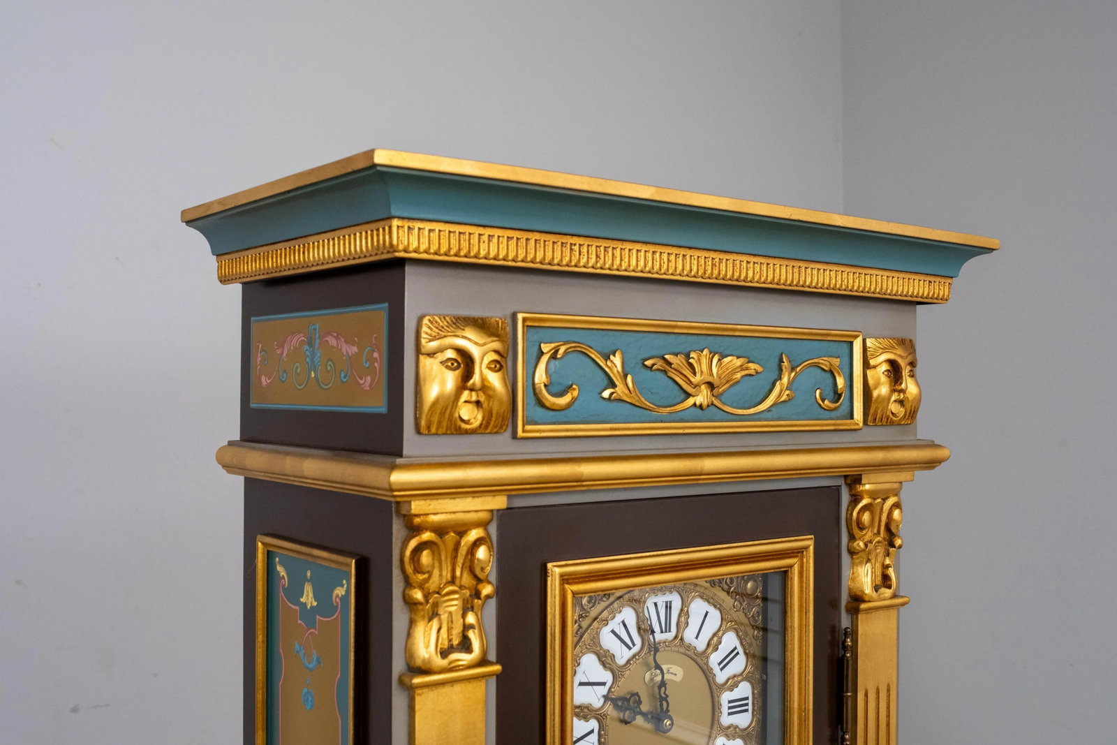 Italian Polychrome Paint Decorated Grandfather Clock - 9