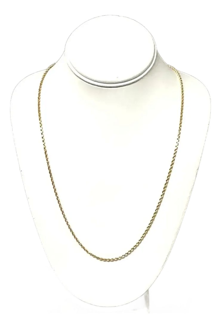 14k Gold Twisted Rope Necklace, 30 Inches: 14K Gold Fine Twisted Rope Necklace. Timeless and refined this necklace features a luxurious 30" length x 0.125" wide chain. At 14.26gms TW, necklace is ideal for layering or wearing as a statement
