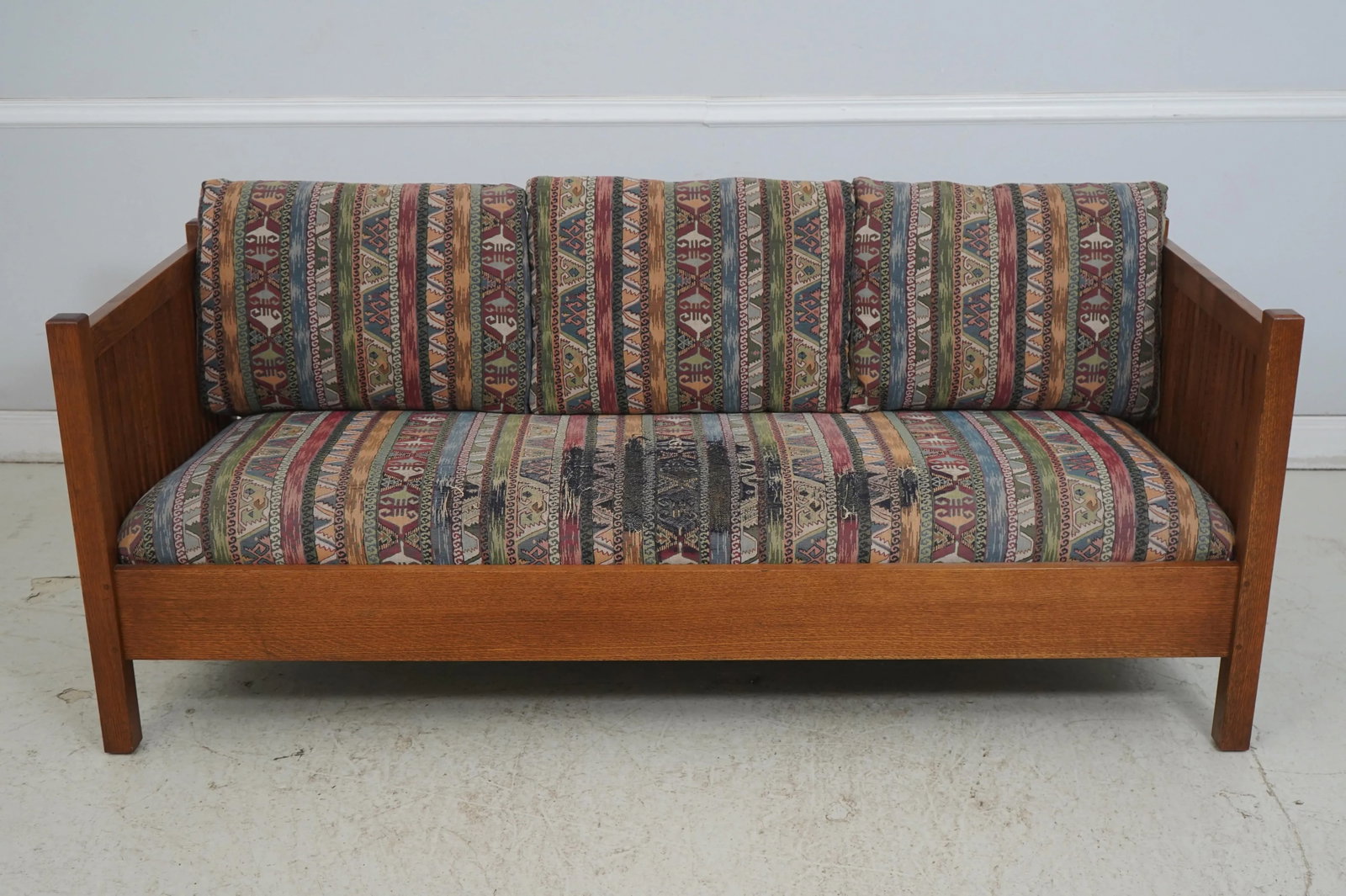 Stickley Mission Oak Upholstered Sofa Settee - 2