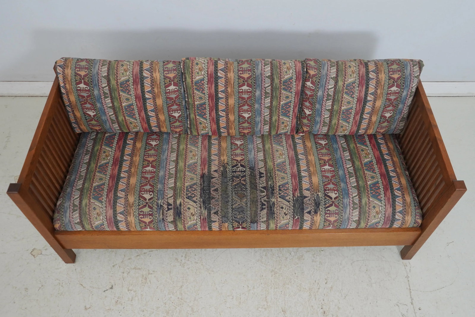Stickley Mission Oak Upholstered Sofa Settee - 3