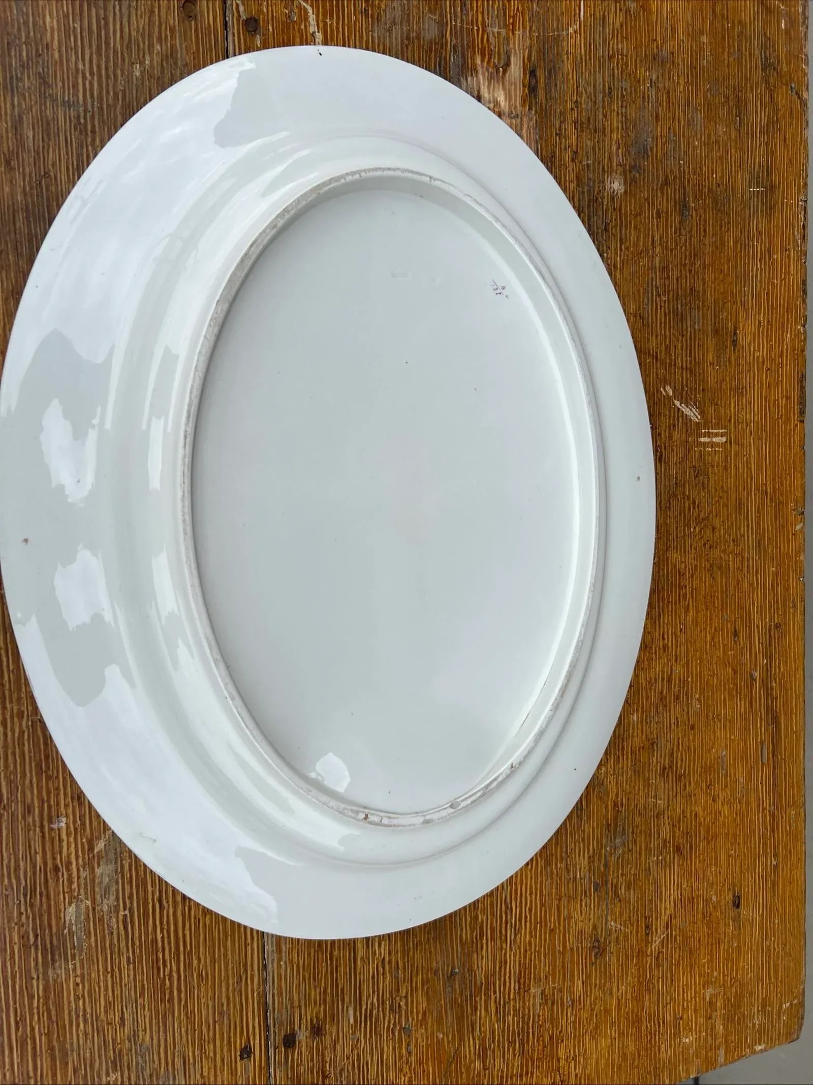 Antique English Ironstone Tree-in-Well Platter With Gold Greek Key Border - 8