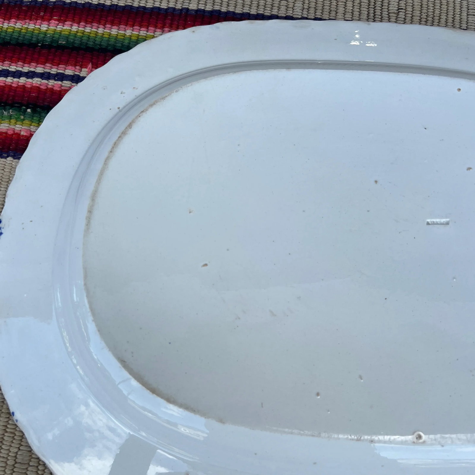 Antique Pearlware Blue Feather Edge Platter, Circa 1820's - 10