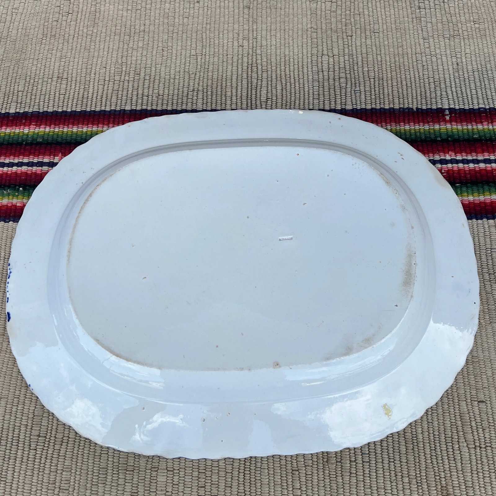 Antique Pearlware Blue Feather Edge Platter, Circa 1820's - 11