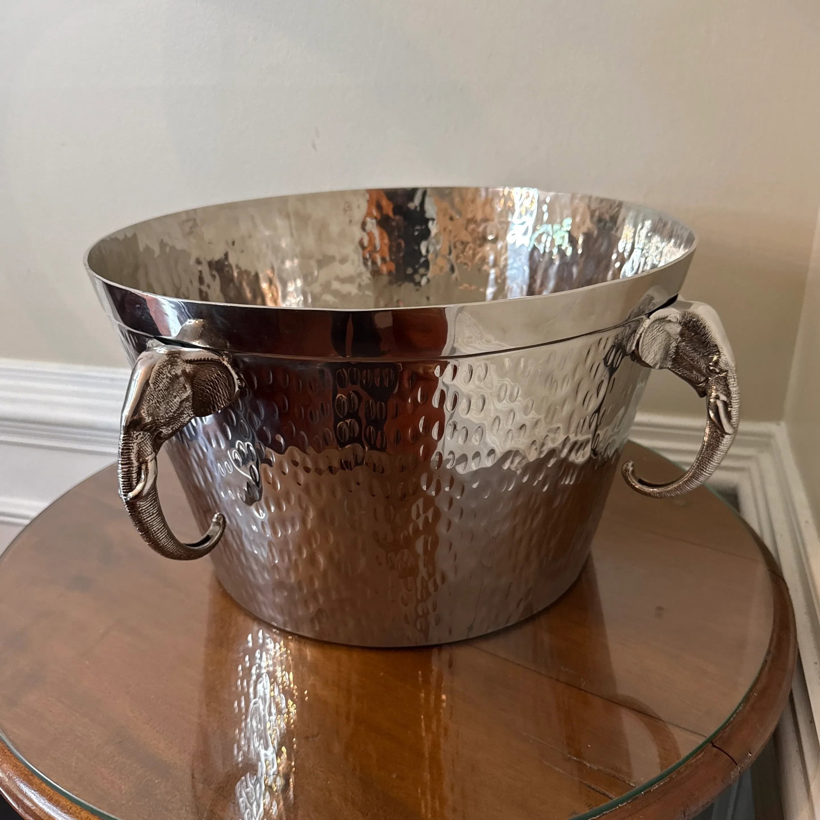 Vintage Elephant Hammered Stainless Steel Ice Bucket - 3