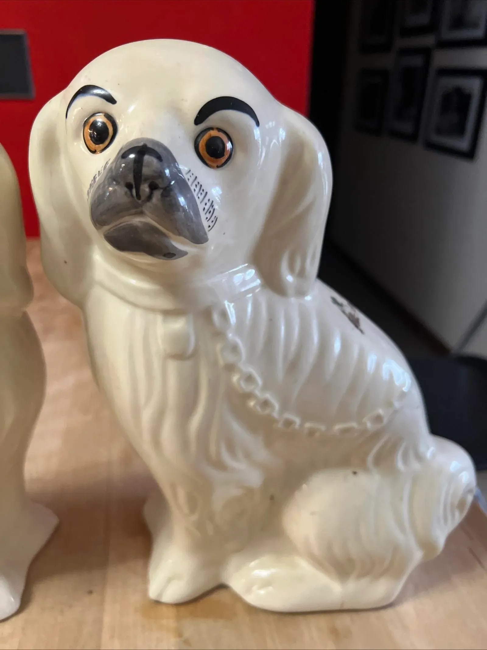 Pair of Vintage Decorated Staffordshire Dogs, Circa 1930's - 4