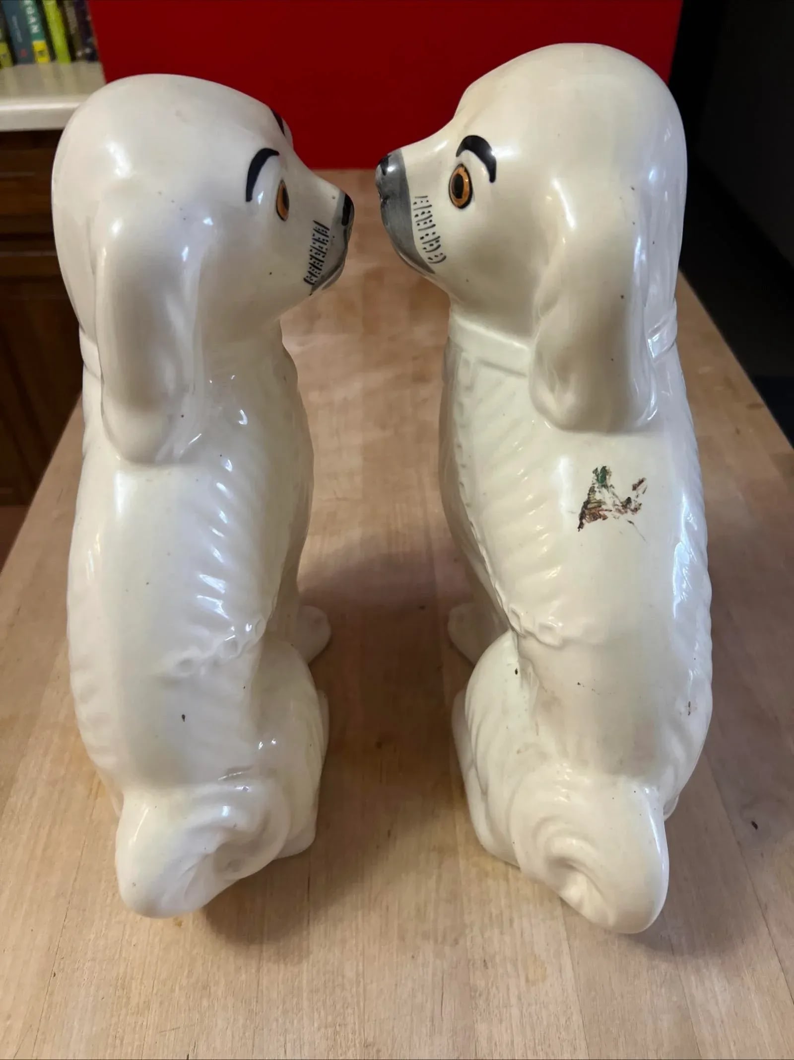 Pair of Vintage Decorated Staffordshire Dogs, Circa 1930's - 5