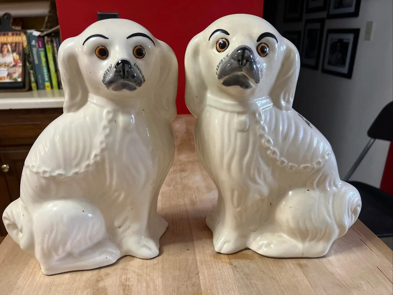 Pair of Vintage Decorated Staffordshire Dogs, Circa 1930's - 6