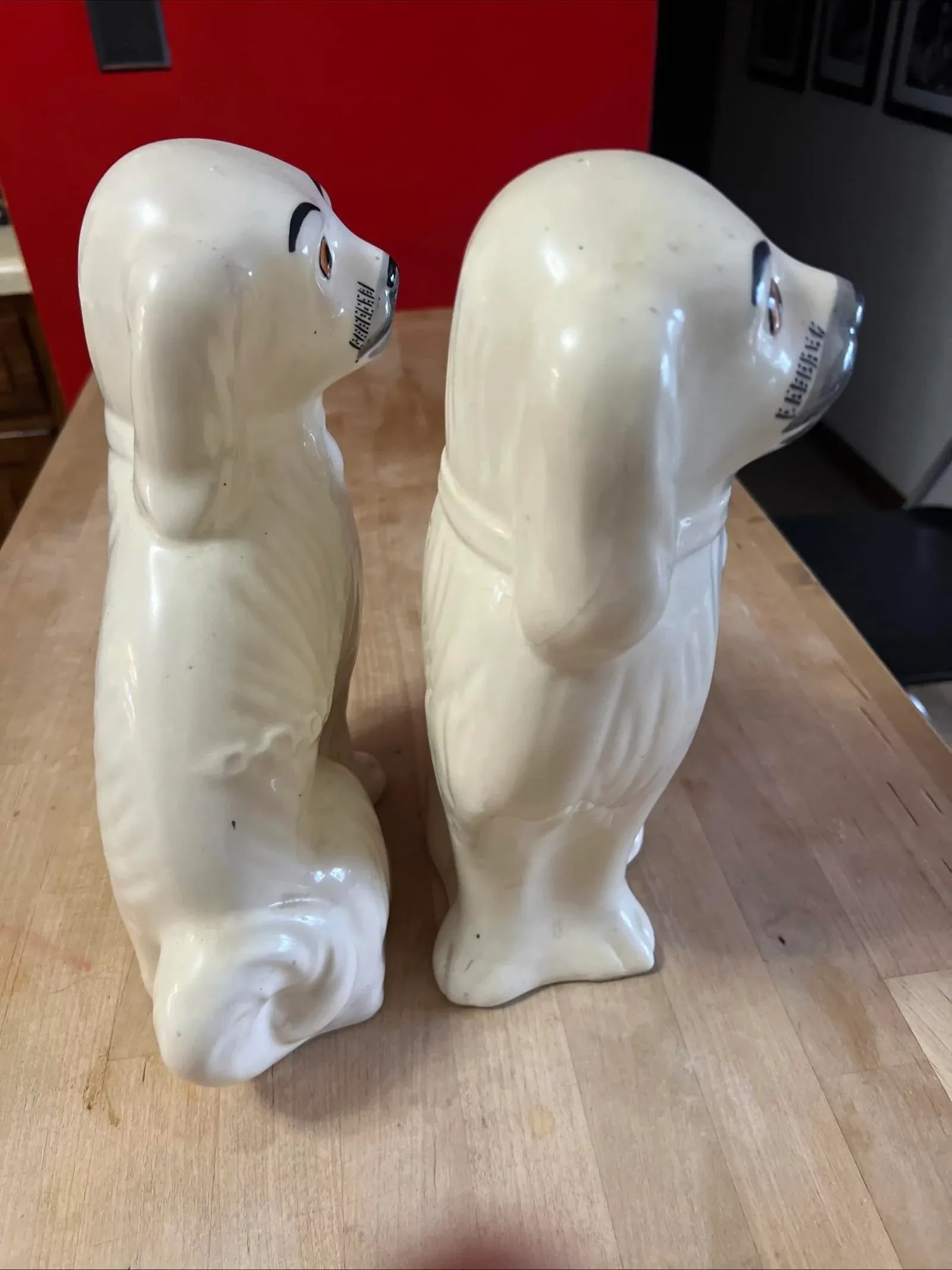 Pair of Vintage Decorated Staffordshire Dogs, Circa 1930's - 8