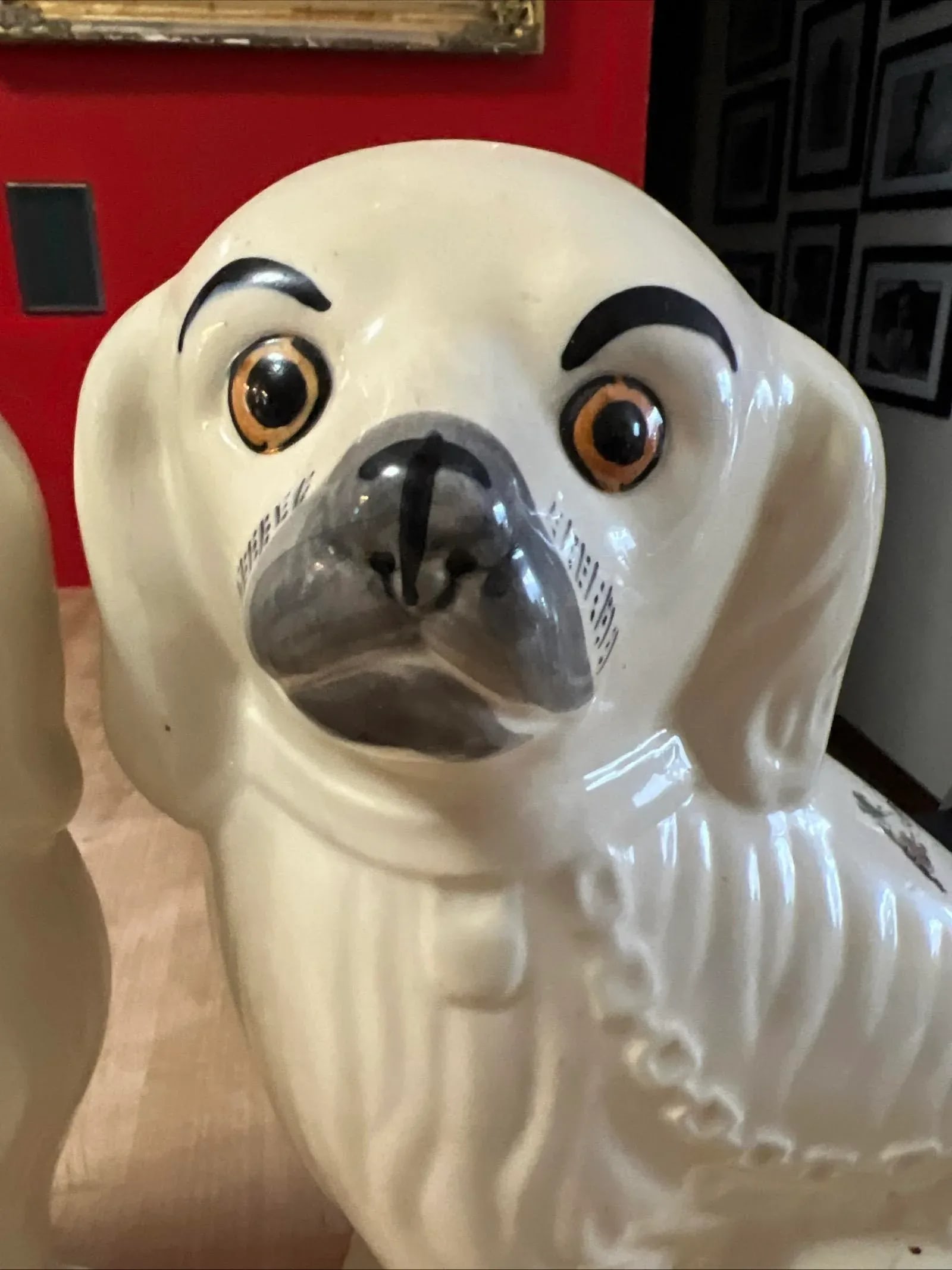Pair of Vintage Decorated Staffordshire Dogs, Circa 1930's - 9