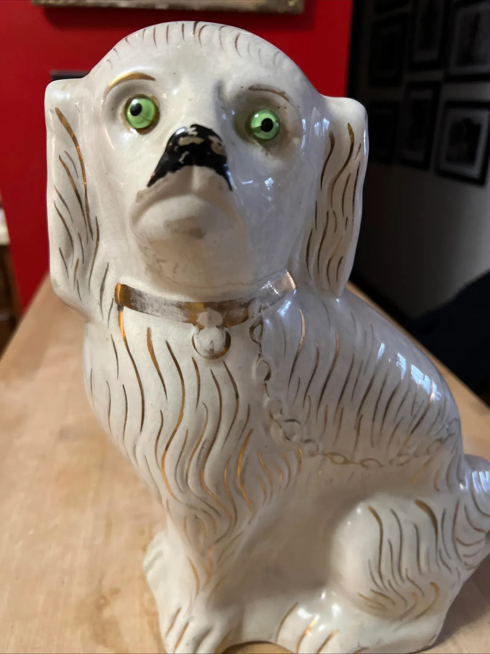 Antique Decorated Staffordshire Spaniel Dog, Circa 1860's - 3