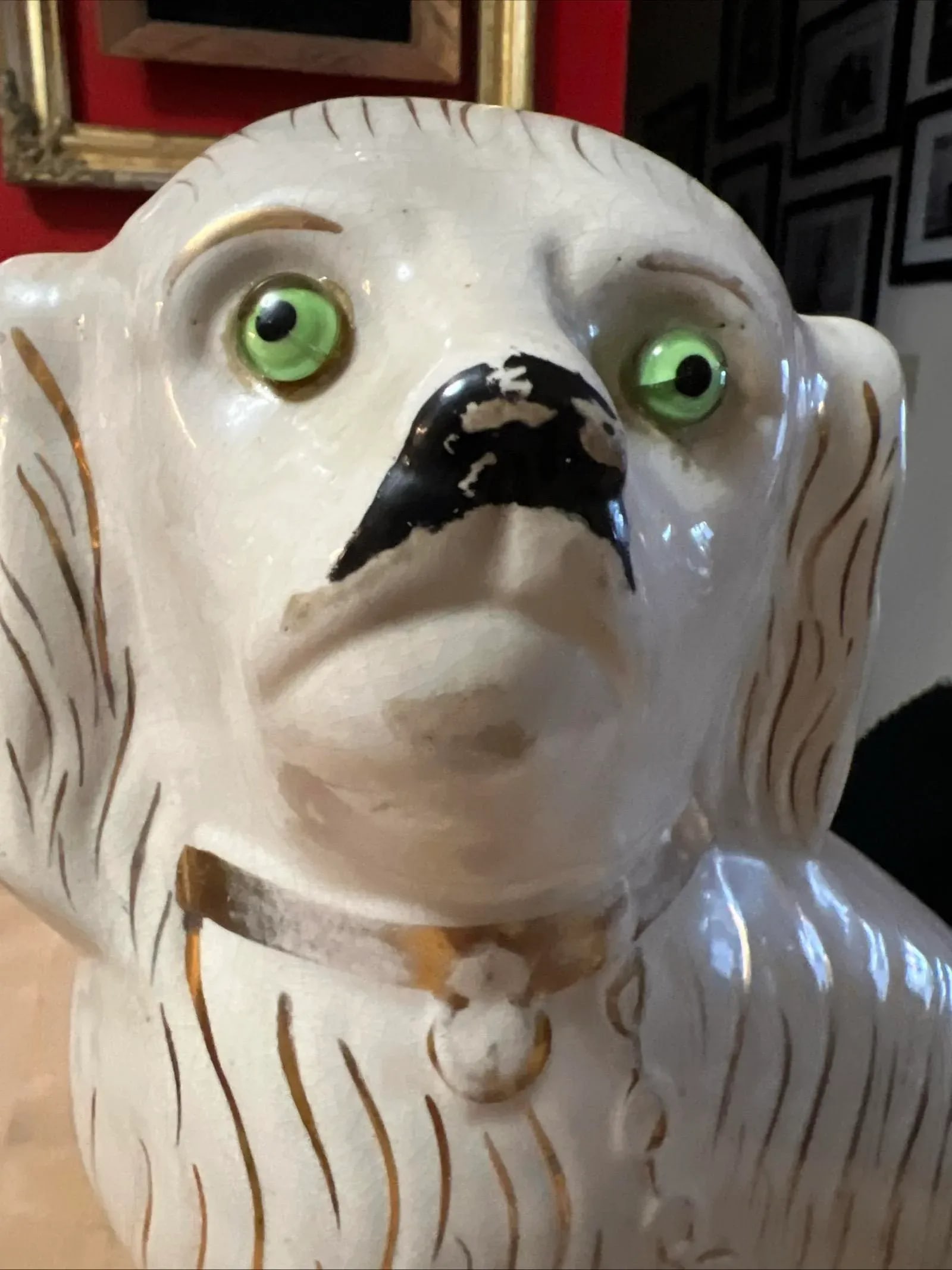 Antique Decorated Staffordshire Spaniel Dog, Circa 1860's - 6