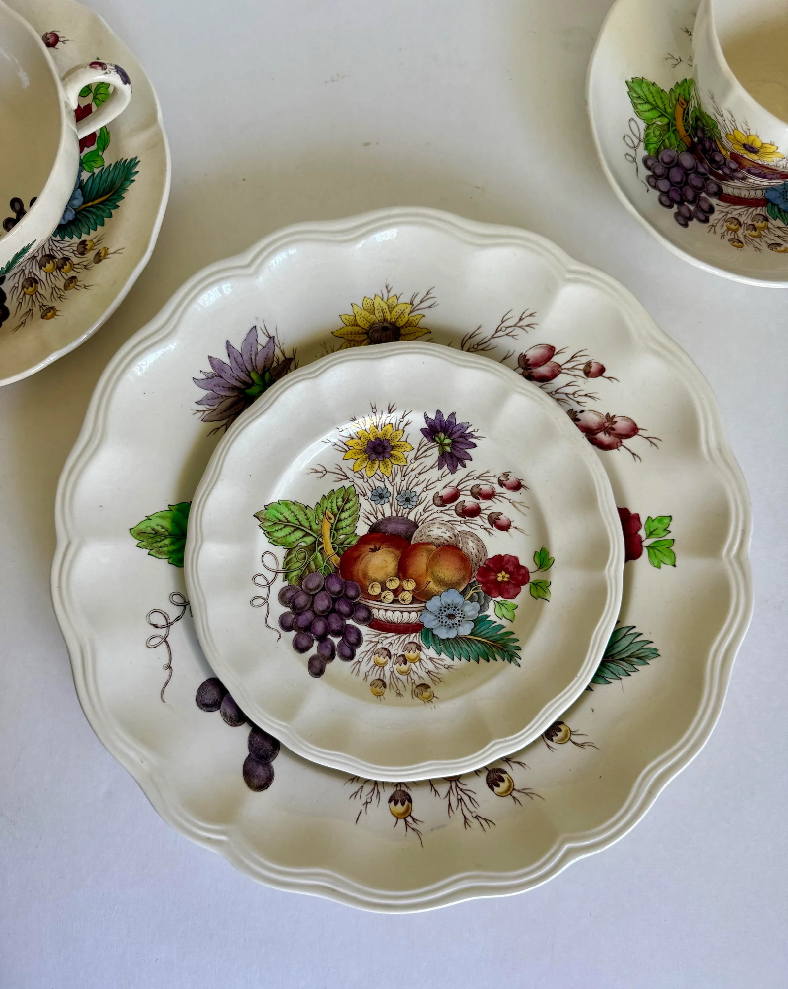English Spode "Reynolds" Flowers and Fruit Dinnerware Set - 57 Pieces - 11