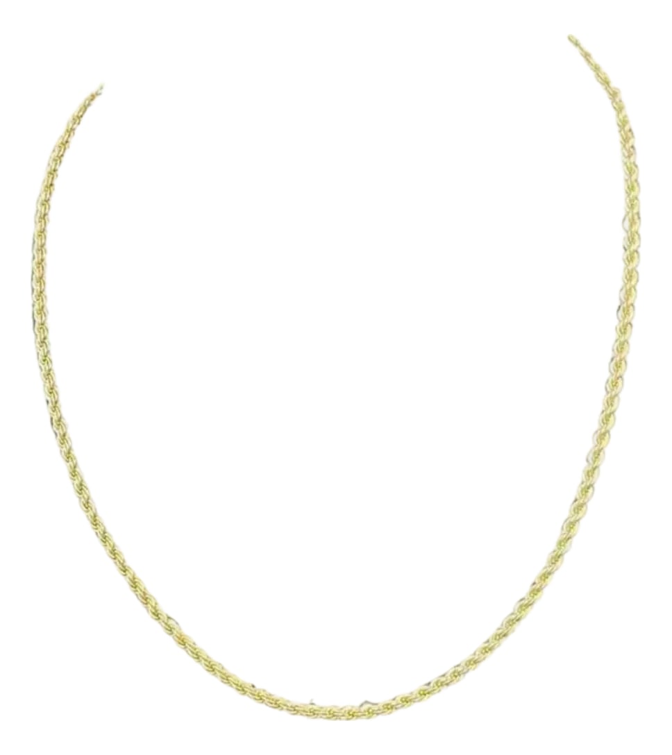 14k Yellow Gold Twisted Rope Chain Necklace, 18 Inches: 14k Yellow Gold Twisted Rope necklace. Secure clasp. Approximately 12.35 grams TW. Approximately 18 inches in length. Marked 14k. Condition: Alterations: Original Condition Unaltered Imperfections: