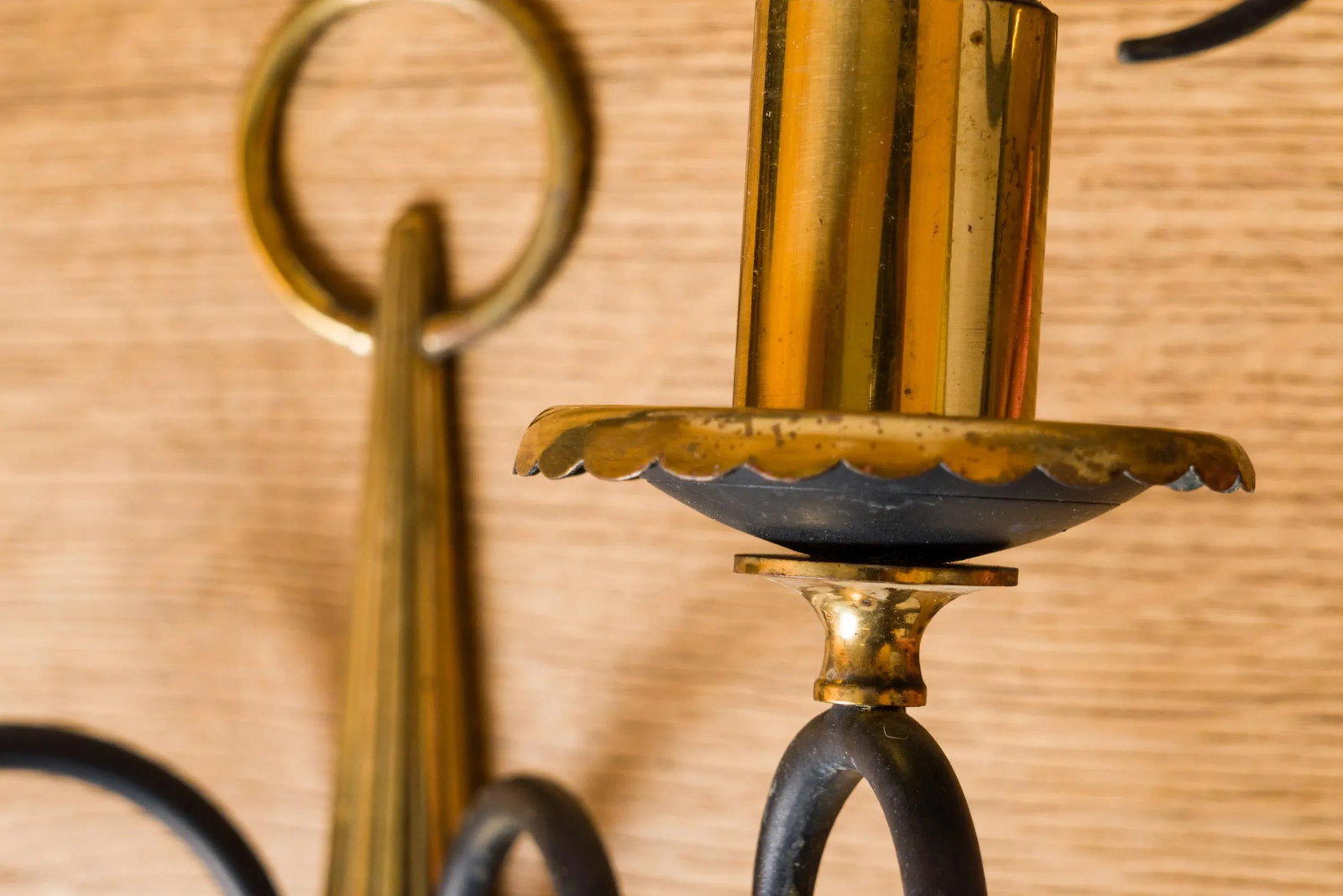 Pair of Neoclassical Style Black & Gilt Metal Sconces by Arlus, French 1960s - 3