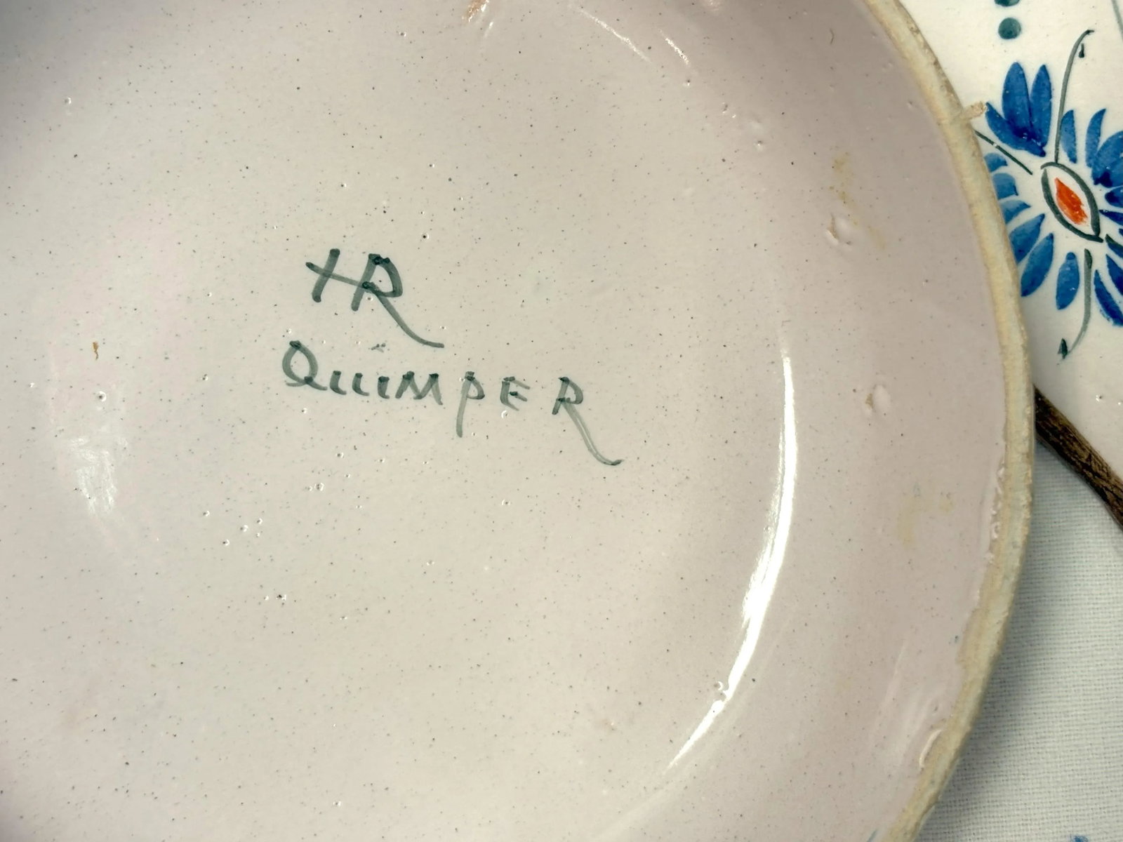 1940's French Provincial Henriot Quimper Pottery Lidded Pedestal Butter/ Cheese Dish - 9
