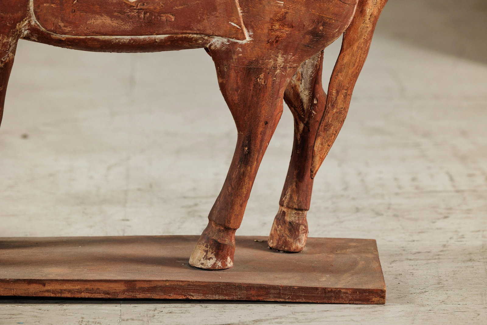Circa 1950 Rustic Vintage Carved Wood Horse with Saddle on Stand - 10