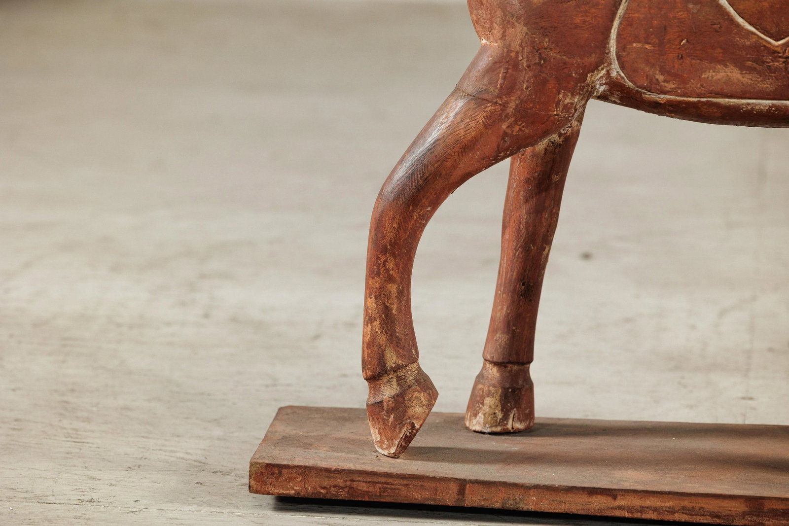 Circa 1950 Rustic Vintage Carved Wood Horse with Saddle on Stand - 11