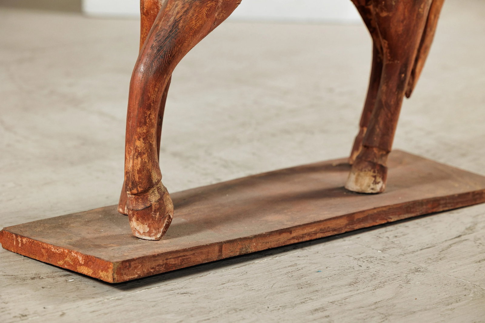 Circa 1950 Rustic Vintage Carved Wood Horse with Saddle on Stand - 2