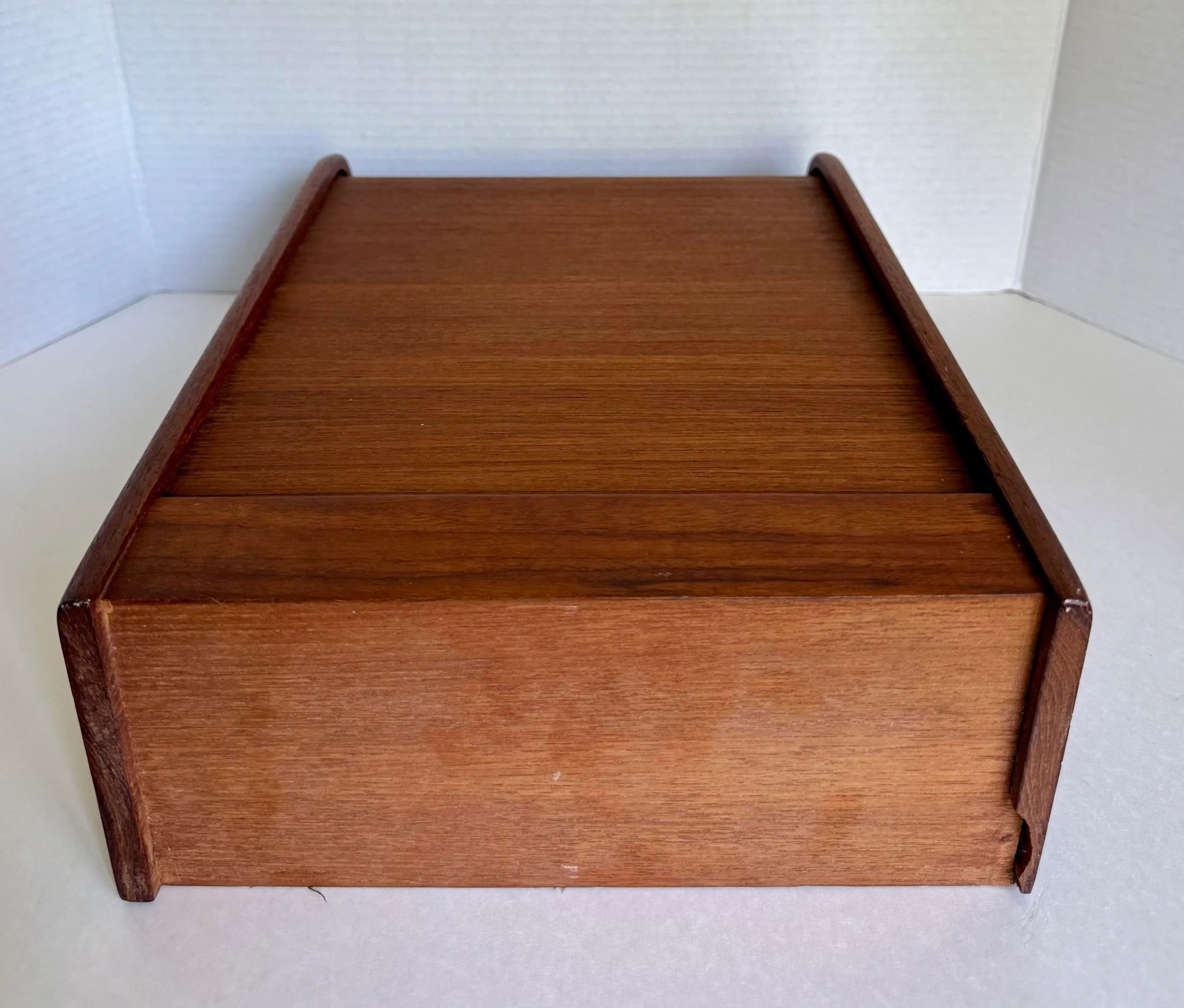 1970's Danish Modern Teak Roll-Top Tambour Storage Box - 11