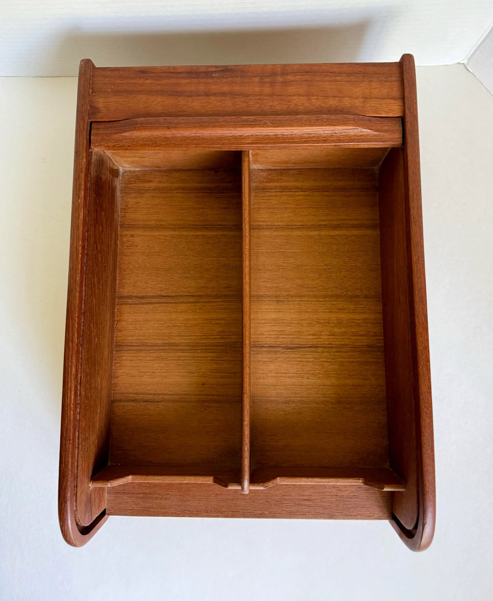 1970's Danish Modern Teak Roll-Top Tambour Storage Box - 3