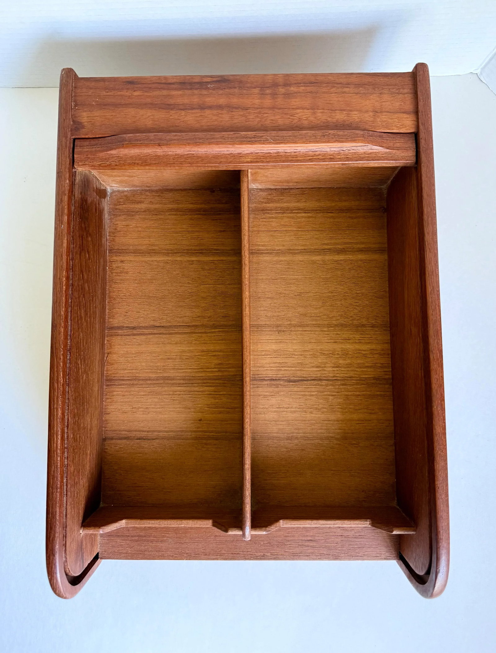 1970's Danish Modern Teak Roll-Top Tambour Storage Box - 4