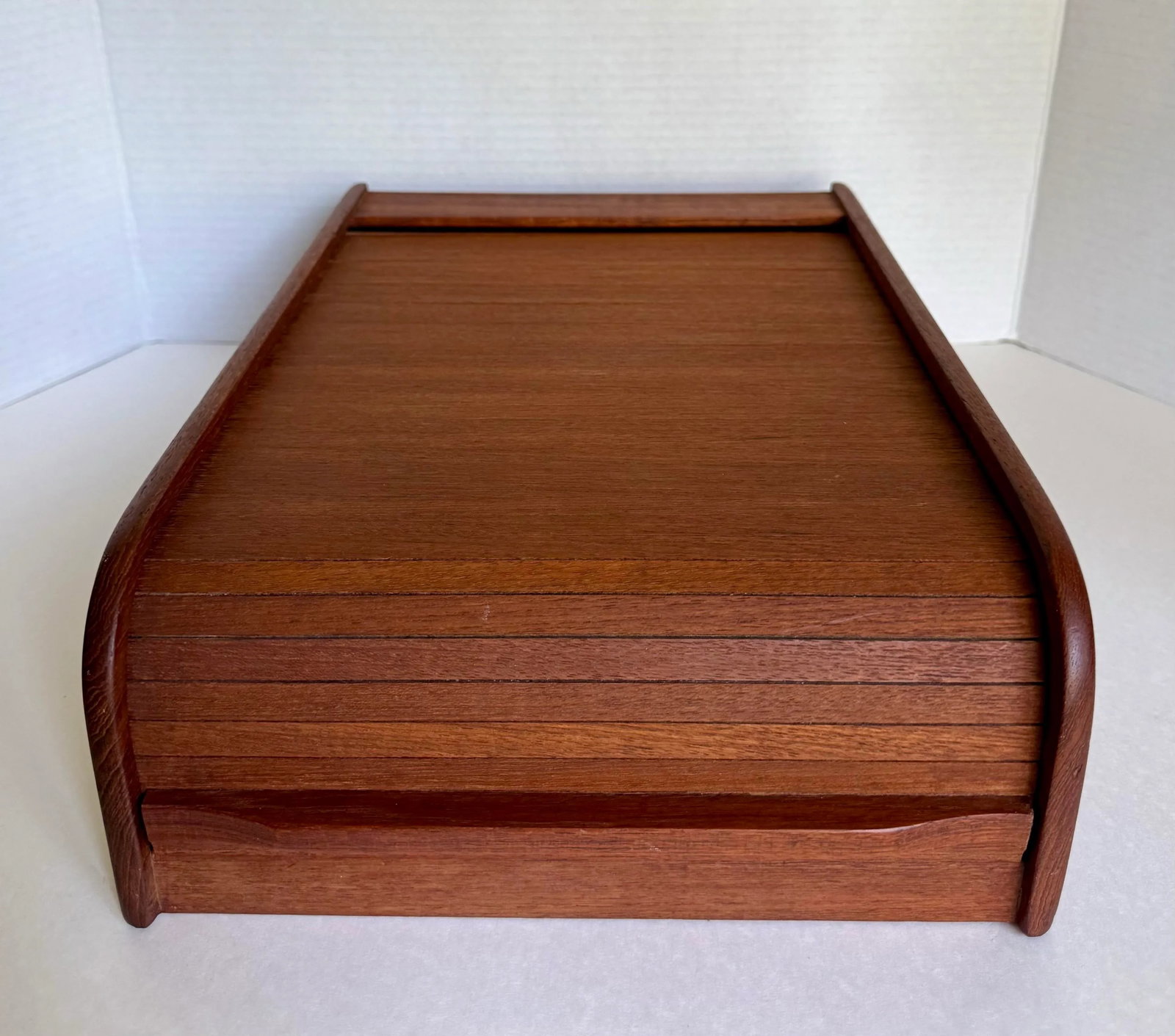 1970's Danish Modern Teak Roll-Top Tambour Storage Box - 6