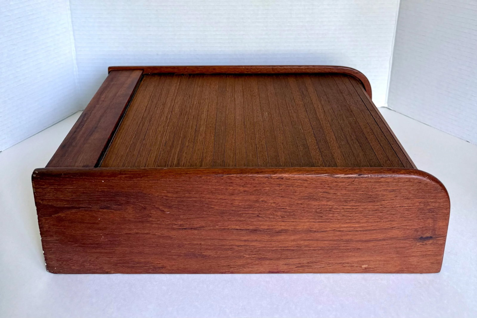 1970's Danish Modern Teak Roll-Top Tambour Storage Box - 8