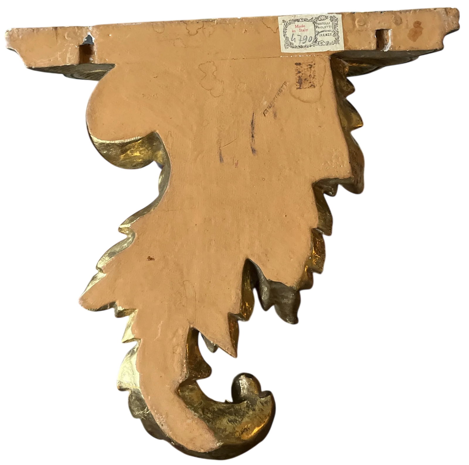 Mid 20th Century 24k Gold Leaf Acanthus Wall Bracket by Fratelli Paoletti of Florence, Italy - 6