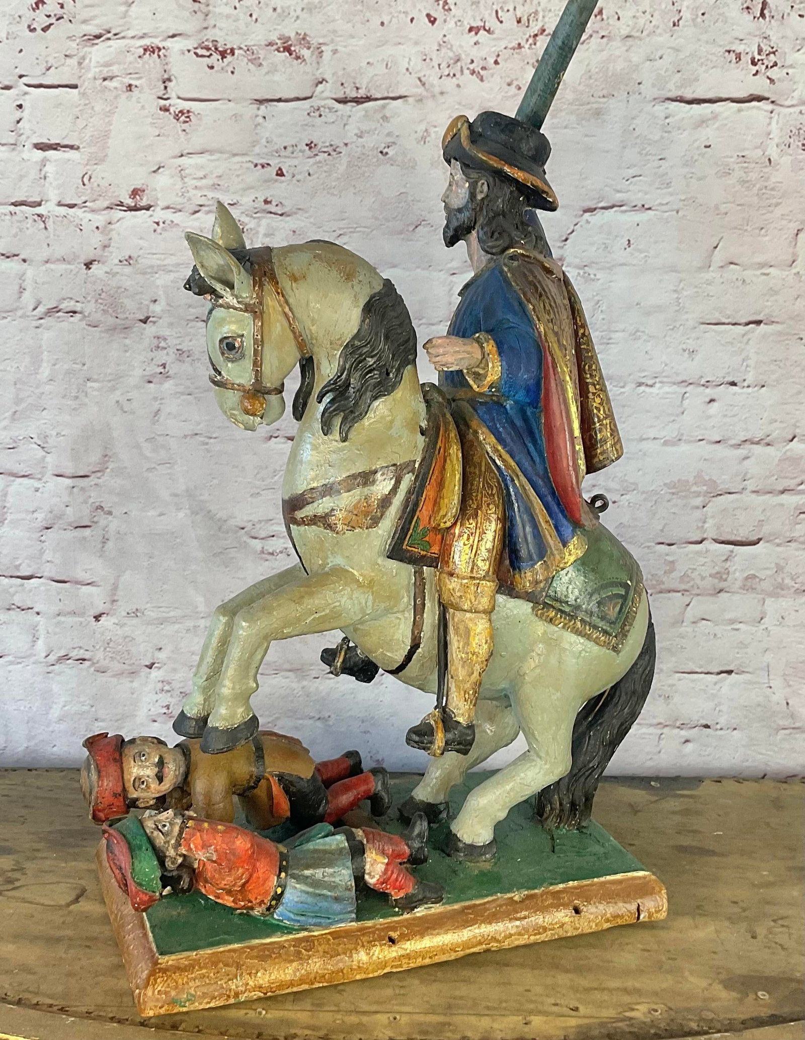 Spanish Polychrome Wood Figural Sculpture of Santiago Matamoros - 13