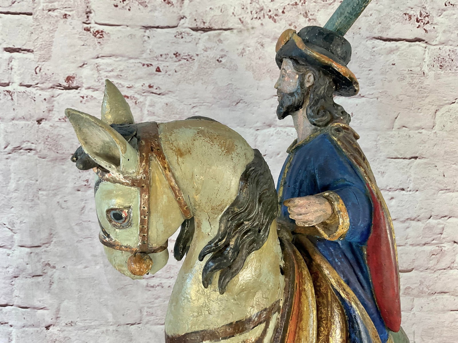 Spanish Polychrome Wood Figural Sculpture of Santiago Matamoros - 14