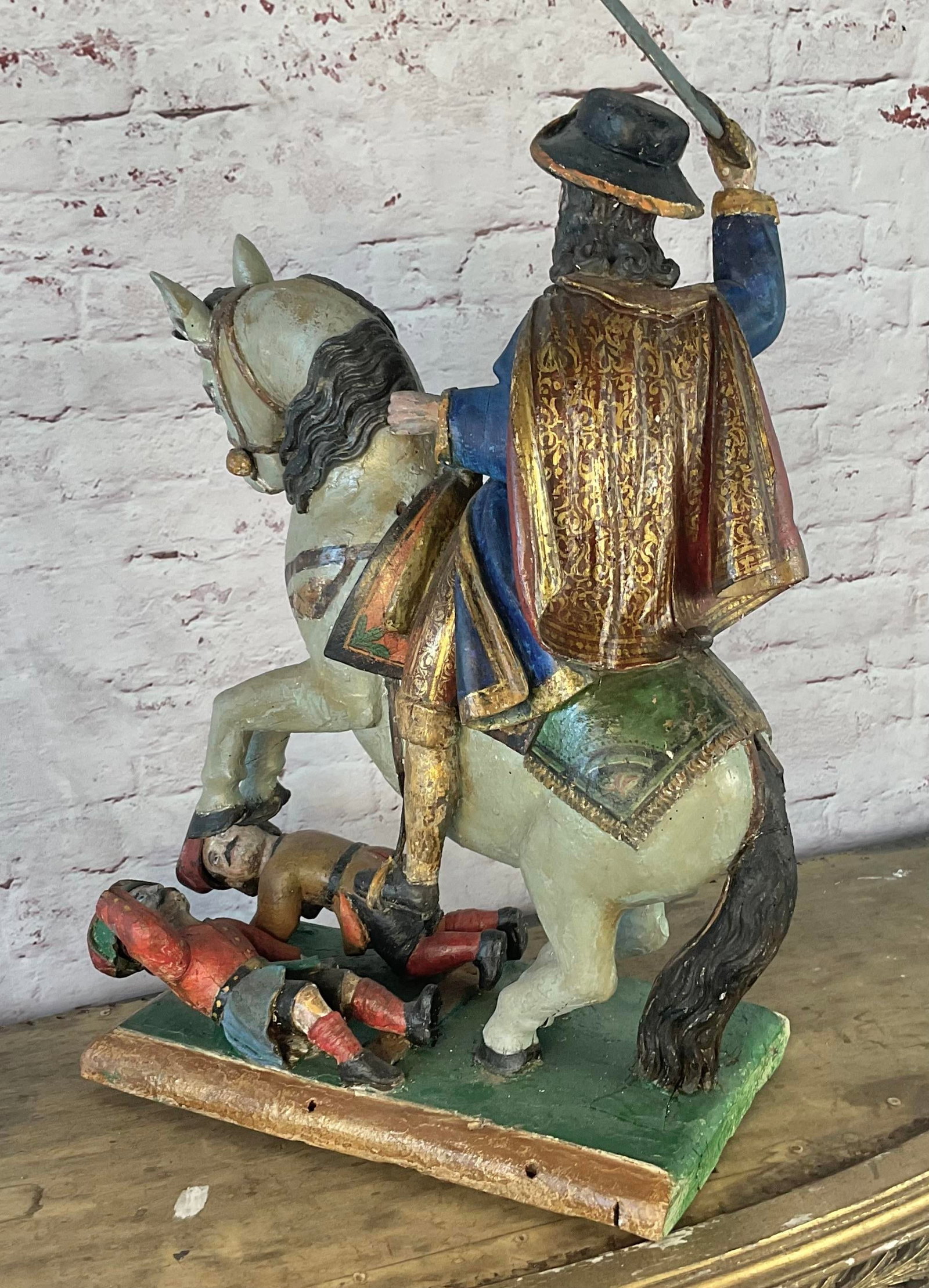 Spanish Polychrome Wood Figural Sculpture of Santiago Matamoros - 16