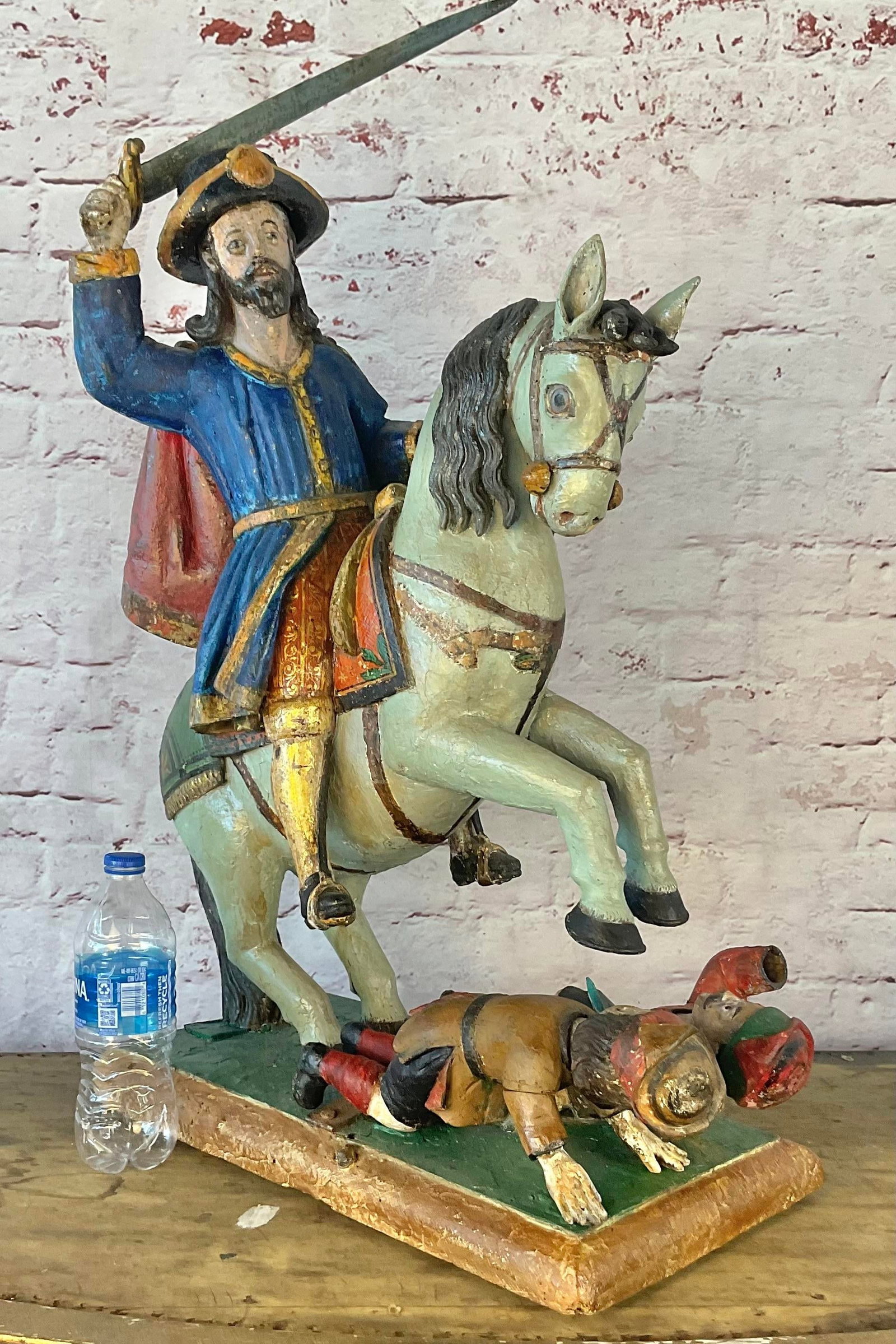 Spanish Polychrome Wood Figural Sculpture of Santiago Matamoros - 18