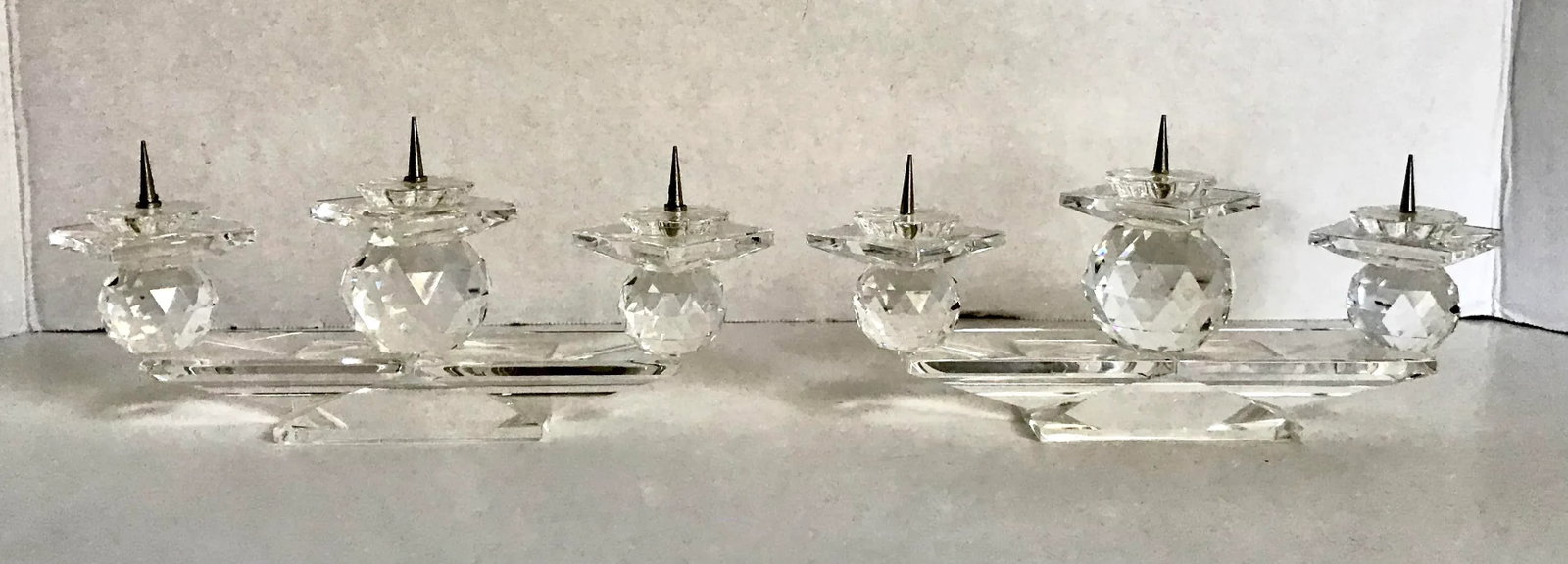 Swarovski Crystal Pin Candle Holders Model 7600 - a Pair - 9