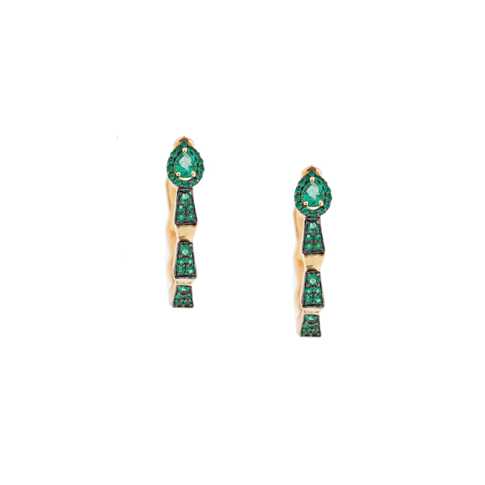 Natural emerald 0.81cts earring in 18k gold - 12
