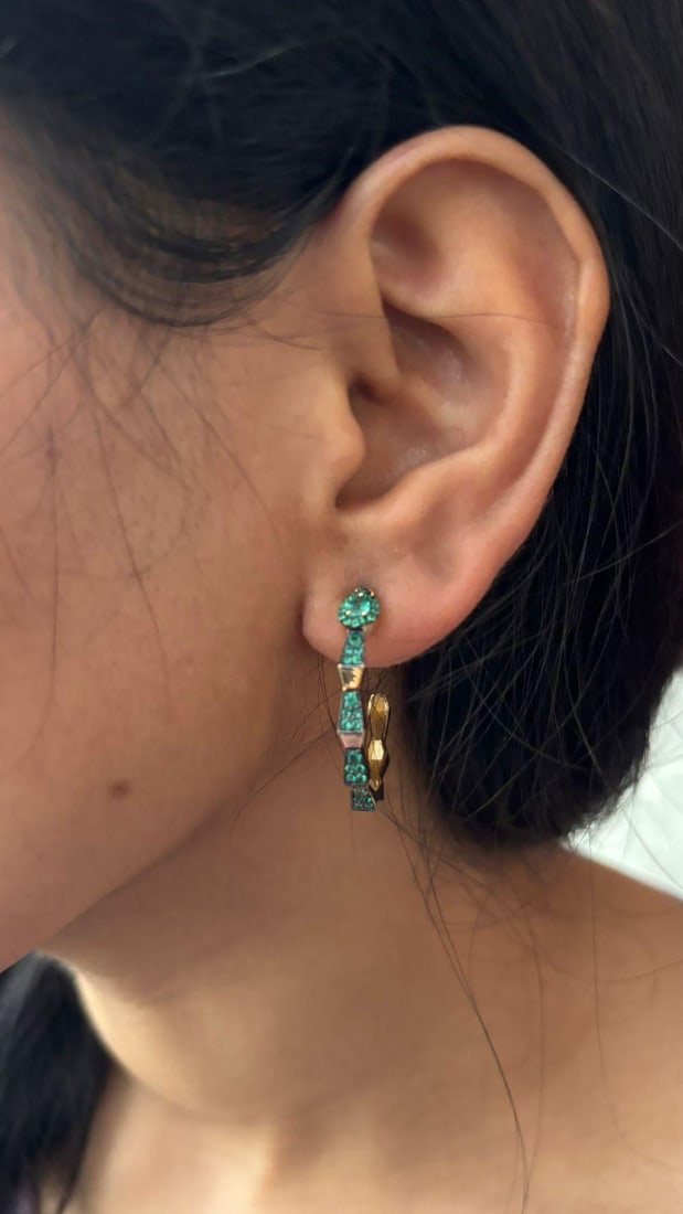 Natural emerald 0.81cts earring in 18k gold - 14