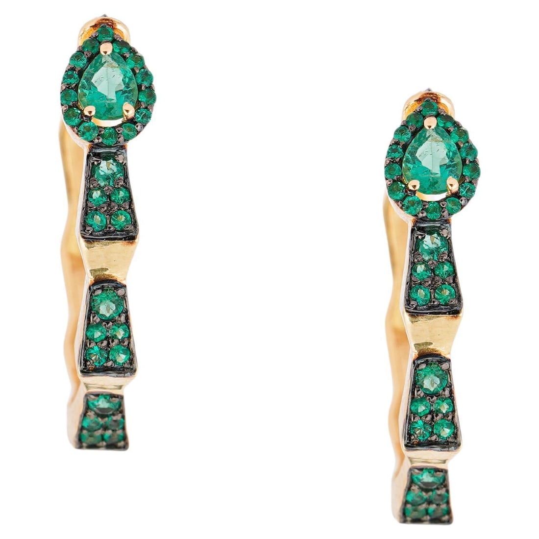 Natural emerald 0.81cts earring in 18k gold - 15