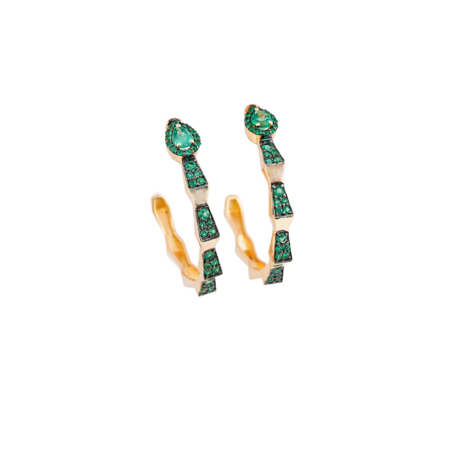 Natural emerald 0.81cts earring in 18k gold - 2