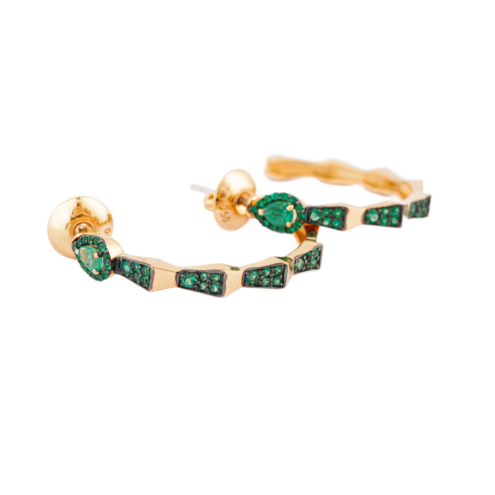 Natural emerald 0.81cts earring in 18k gold - 9