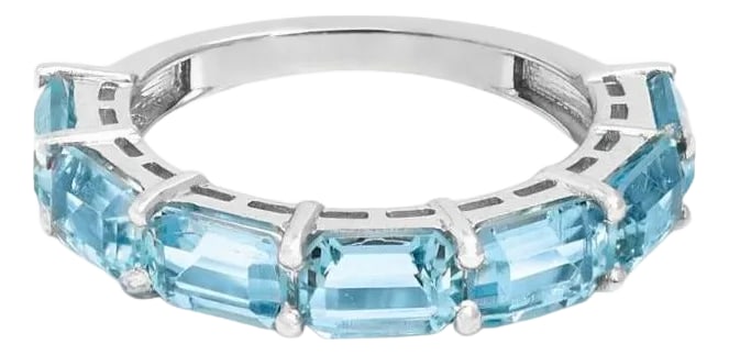 Natural 3.45 cts aquamarine half band ring in 18k gold (1 of 18)