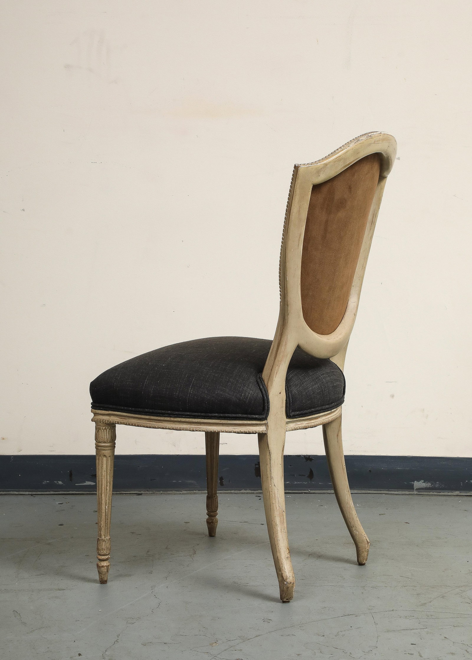 Set of 4 Louis XVI Style Side Chairs With New Linen and Suede Upholstery - 14