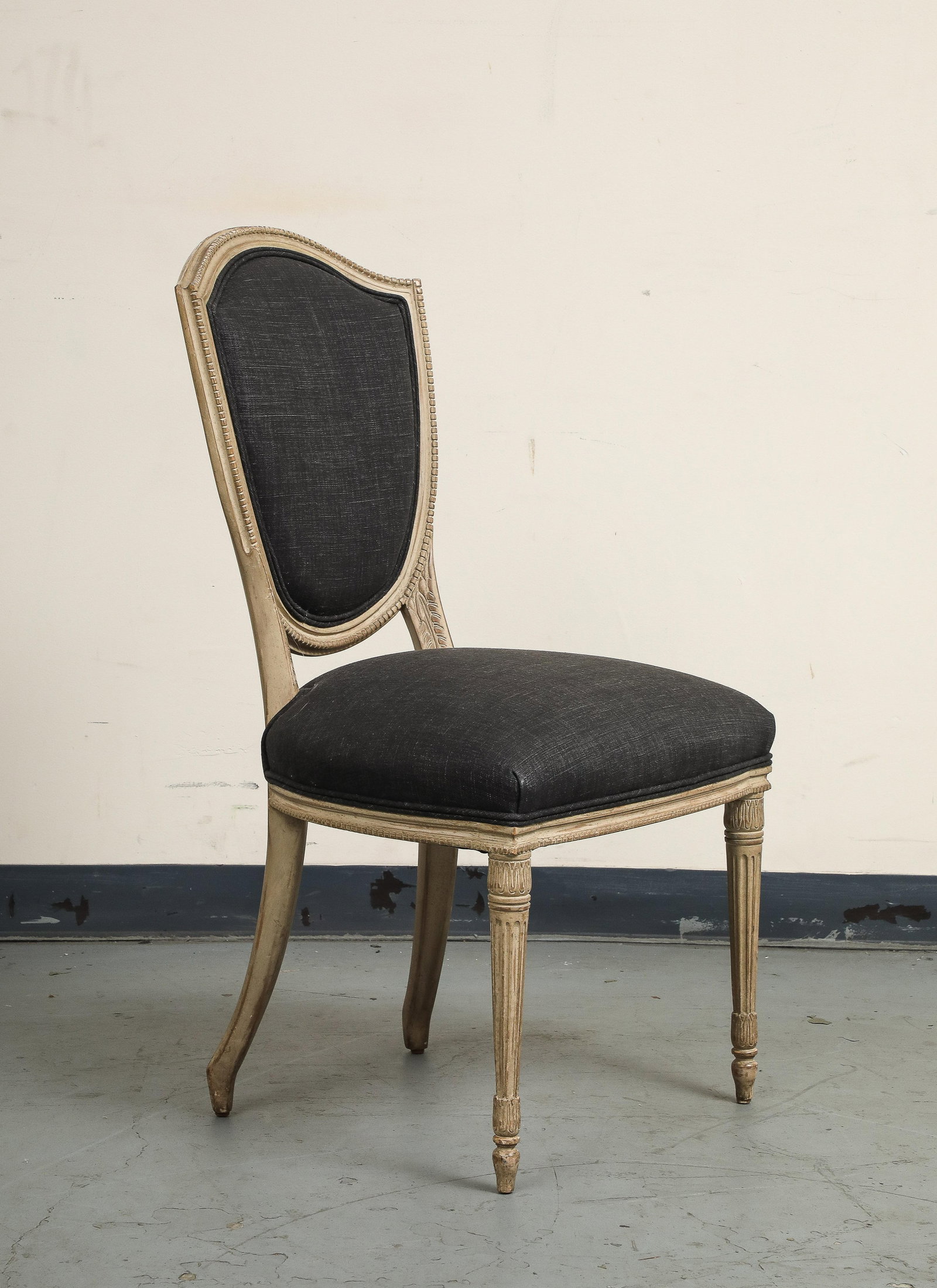 Set of 4 Louis XVI Style Side Chairs With New Linen and Suede Upholstery - 15