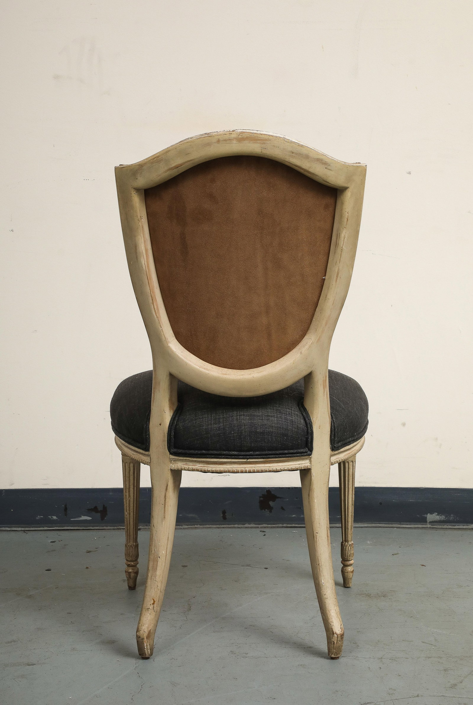 Set of 4 Louis XVI Style Side Chairs With New Linen and Suede Upholstery - 17