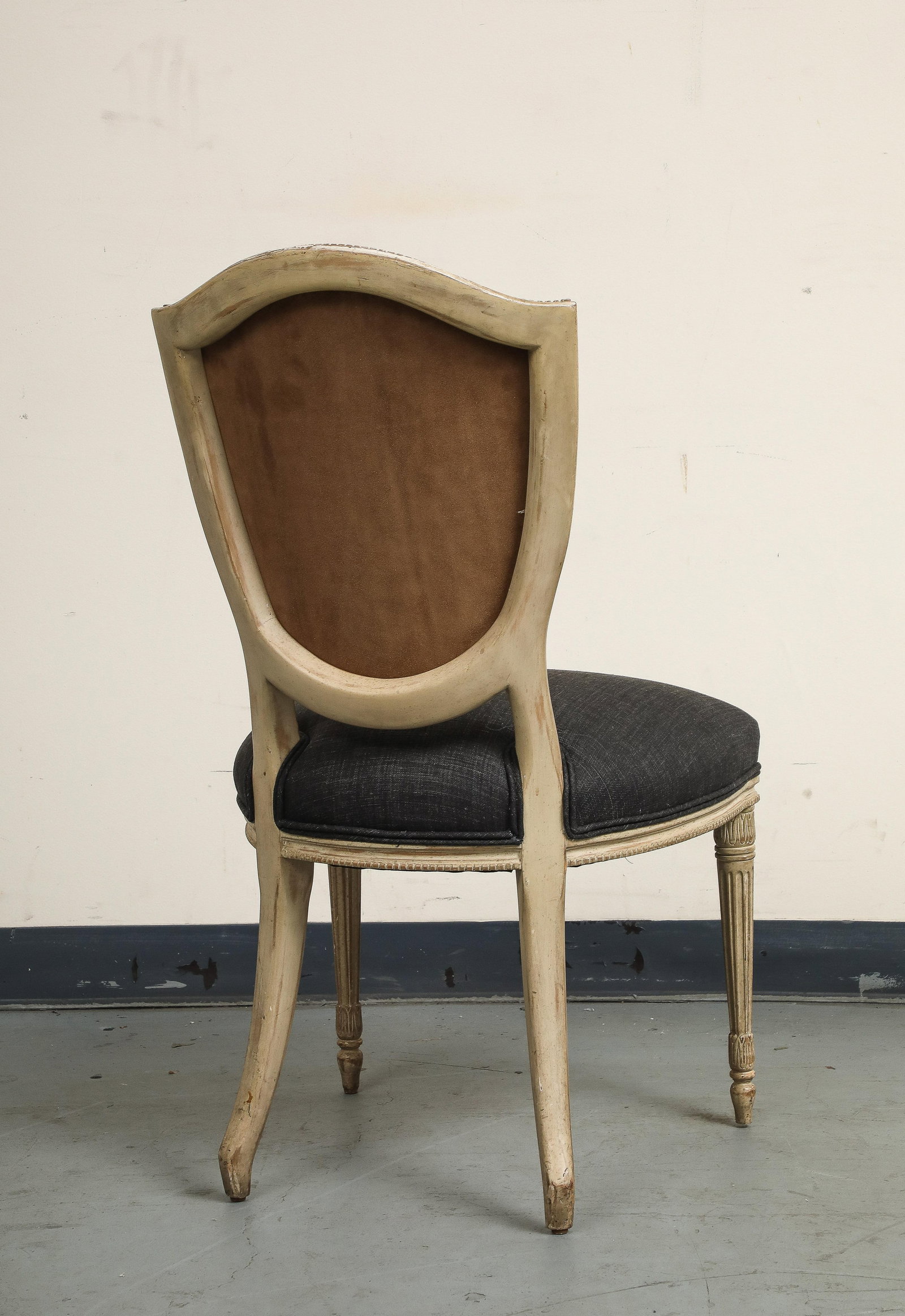 Set of 4 Louis XVI Style Side Chairs With New Linen and Suede Upholstery - 18