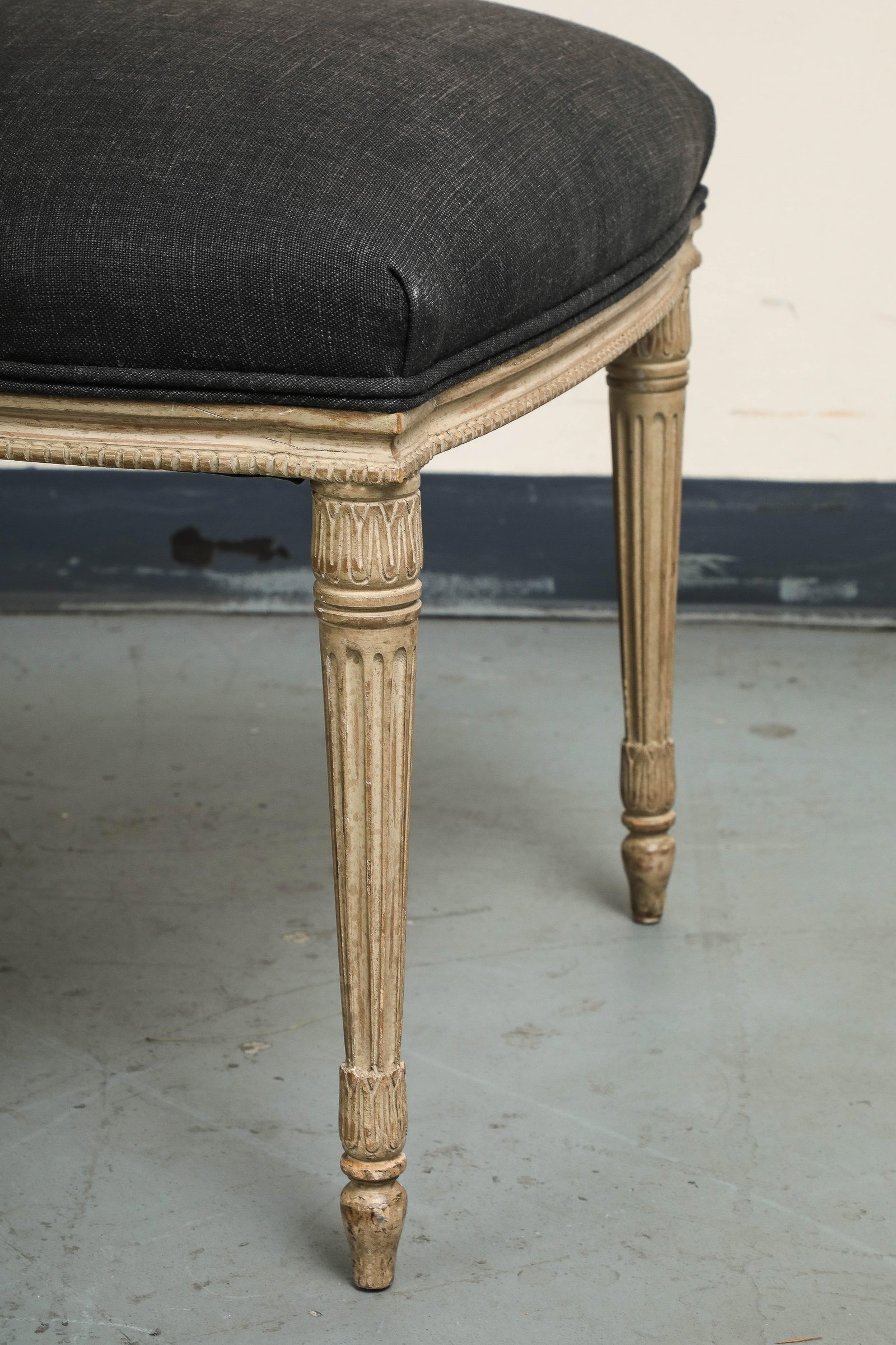 Set of 4 Louis XVI Style Side Chairs With New Linen and Suede Upholstery - 2