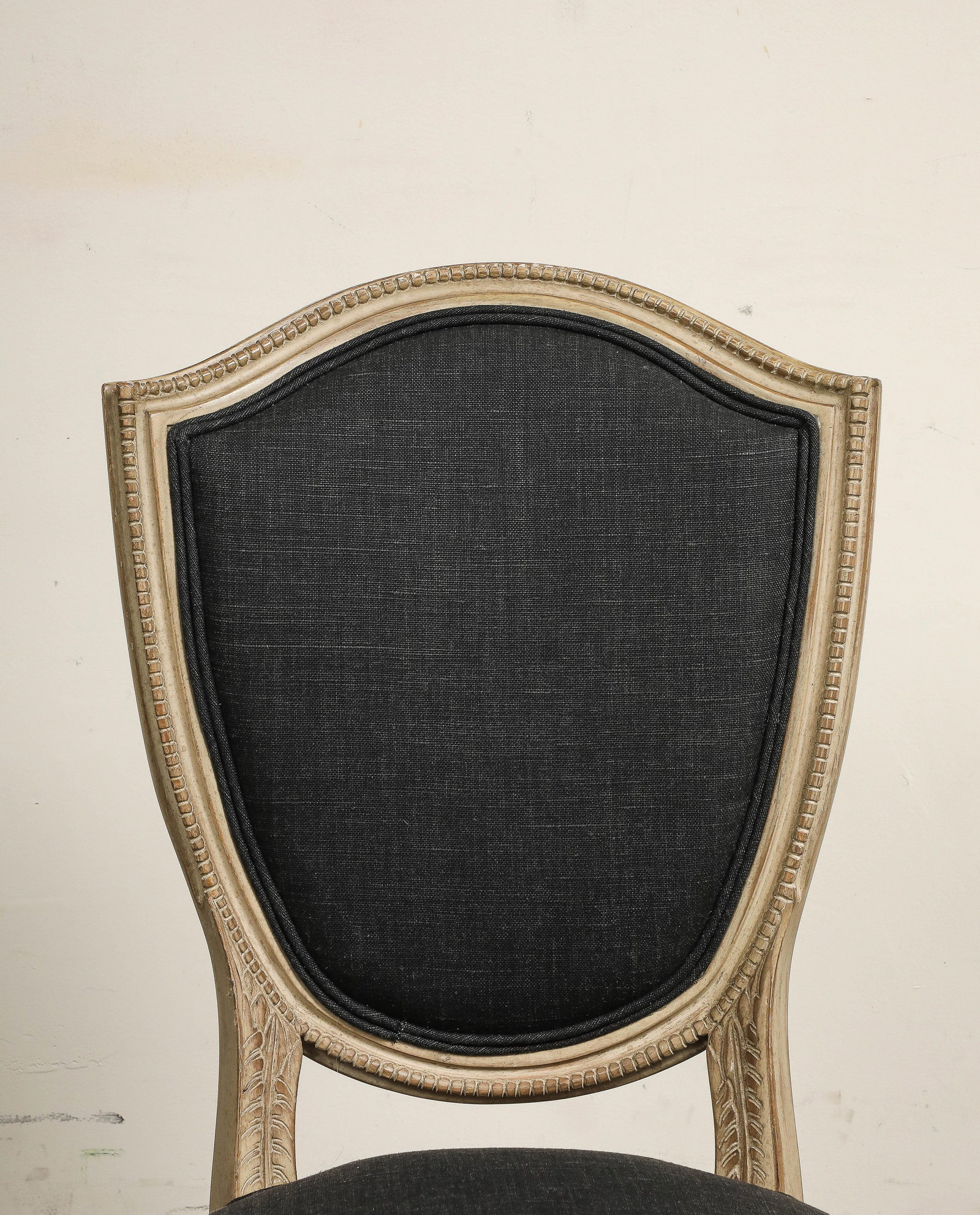 Set of 4 Louis XVI Style Side Chairs With New Linen and Suede Upholstery - 8
