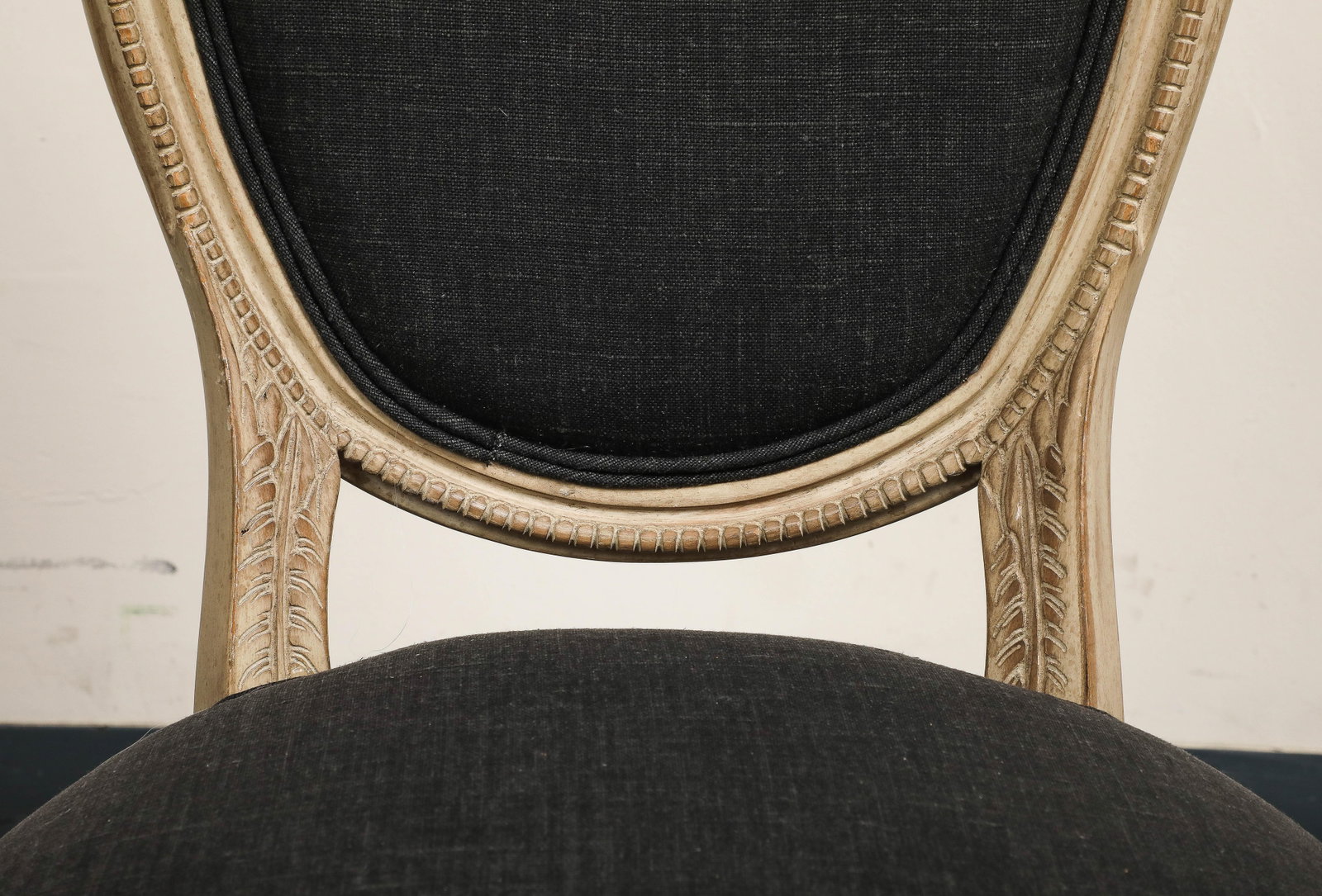 Set of 4 Louis XVI Style Side Chairs With New Linen and Suede Upholstery - 9