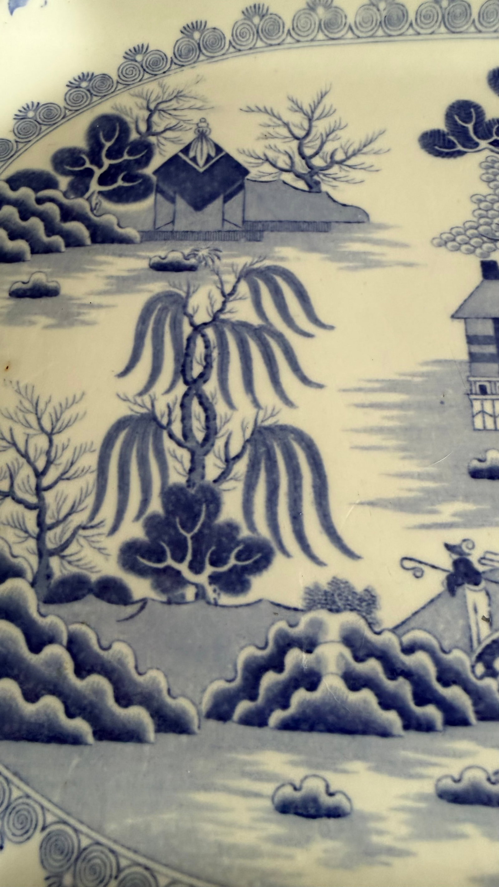 A Large Mason's Ironstone China Blue Transfer Decorated Platter "Turner Willow" Pattern, Circa 1830' - 5